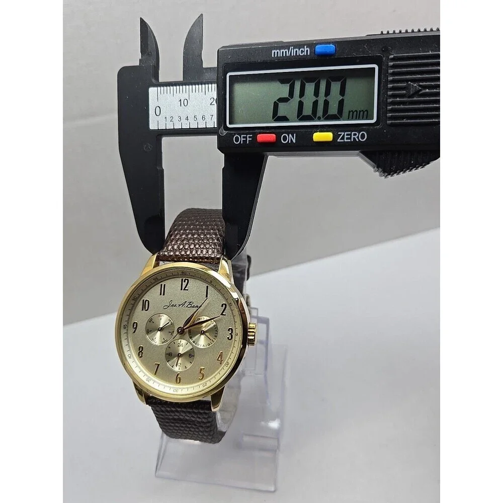 Jos A Bank Gold Dial Multifunction Mens Day Date 40mm Dress Watch New Battery